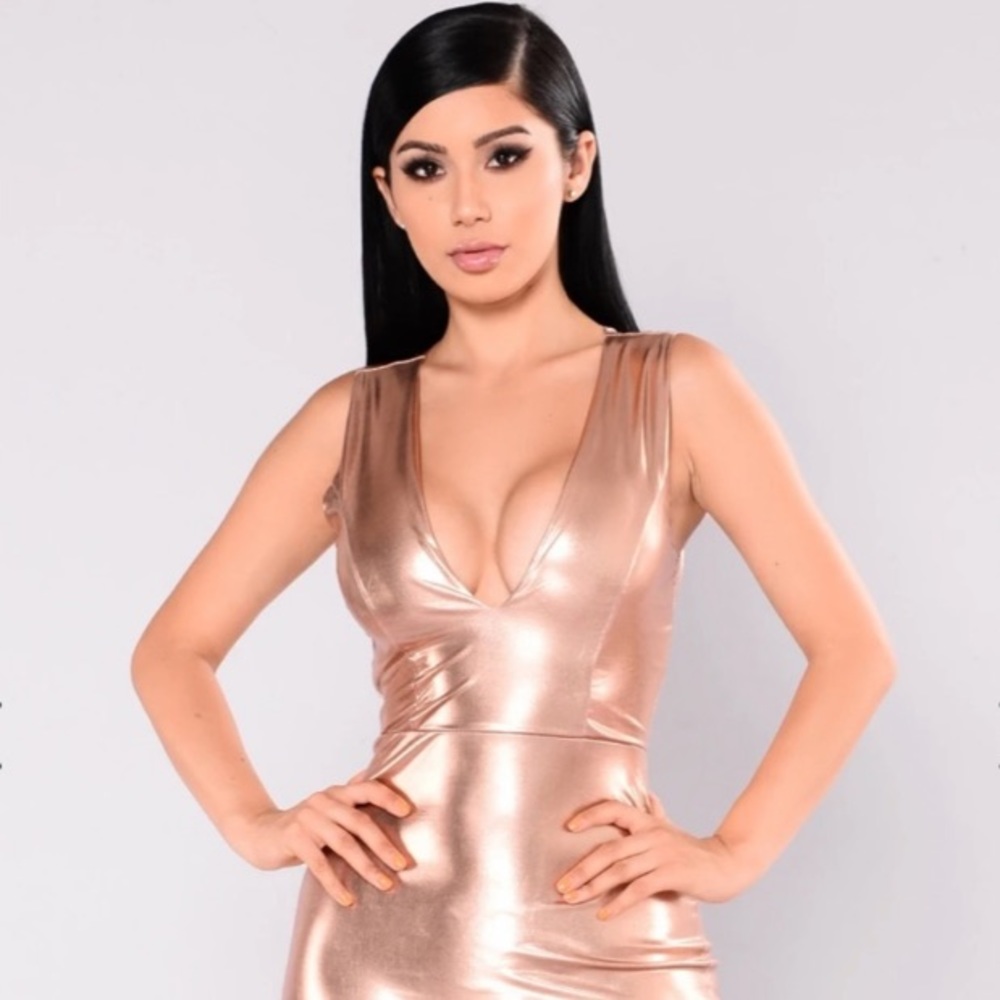 Remi Metallic Dress-Rose Gold! Fashionova